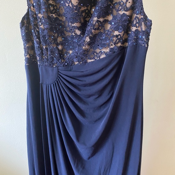 Connected Apparel Lace bodice faux-wrap Gown Women’s 14 Blue Party Formal Dress - Picture 5 of 9